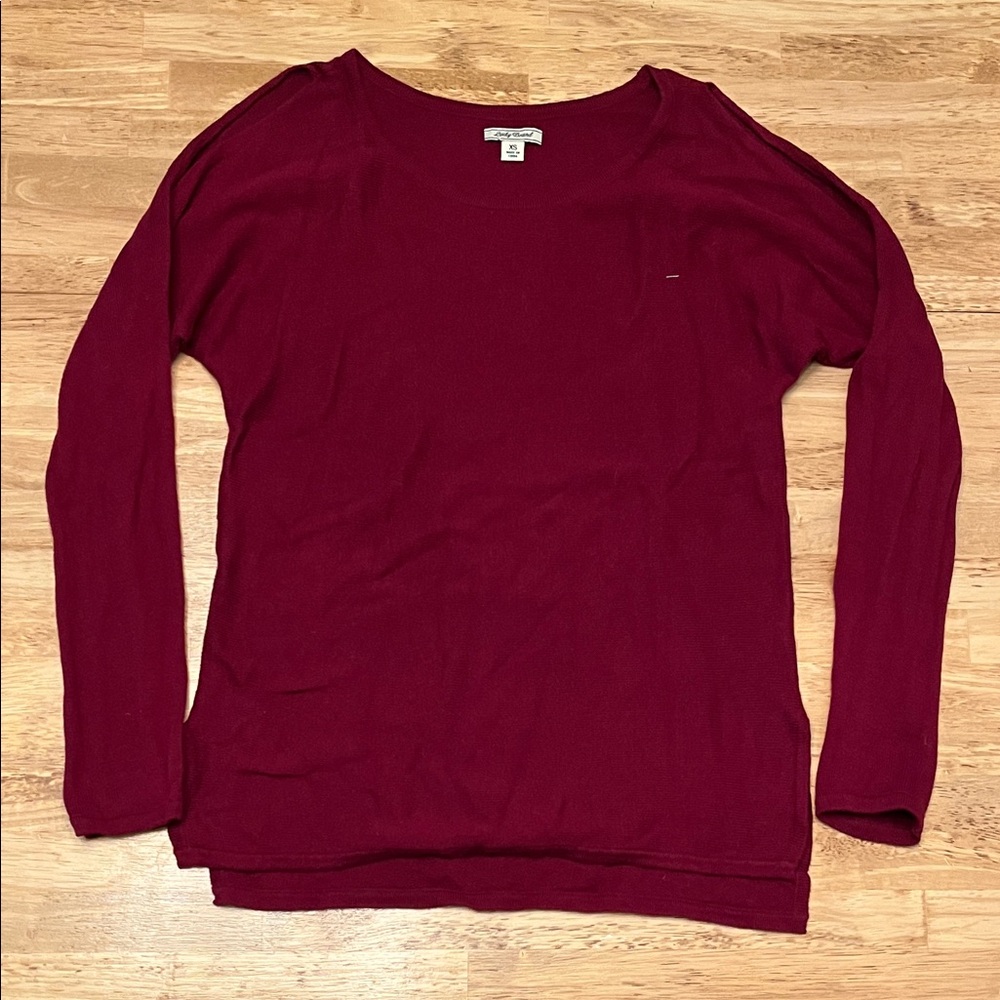 Lucky Brand Women's Burgundy Crew Neck Sweater